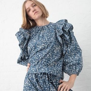 Ulla Johnson caasi blouse blue batik
